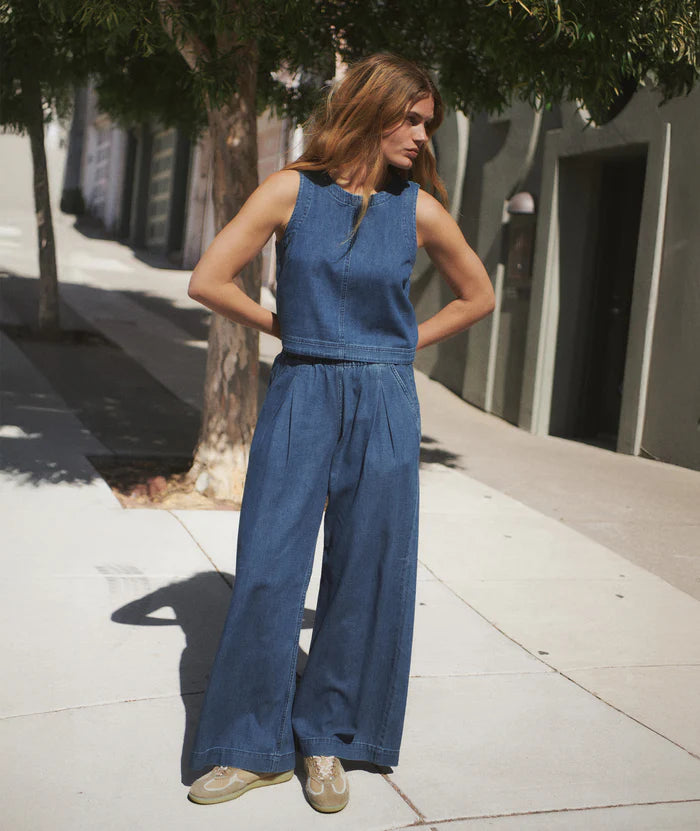 Step out in comfort and style when you wear the Marine Layer Allison Pleated Wide Leg Denim Trouser. Find your pair at Harbour Thread in Burlington, VT!