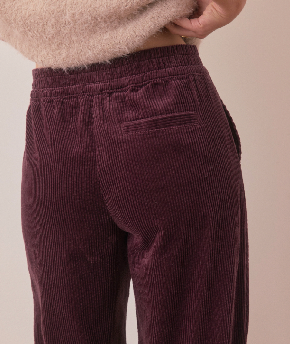 Maroon corduroy pants with back pocket
