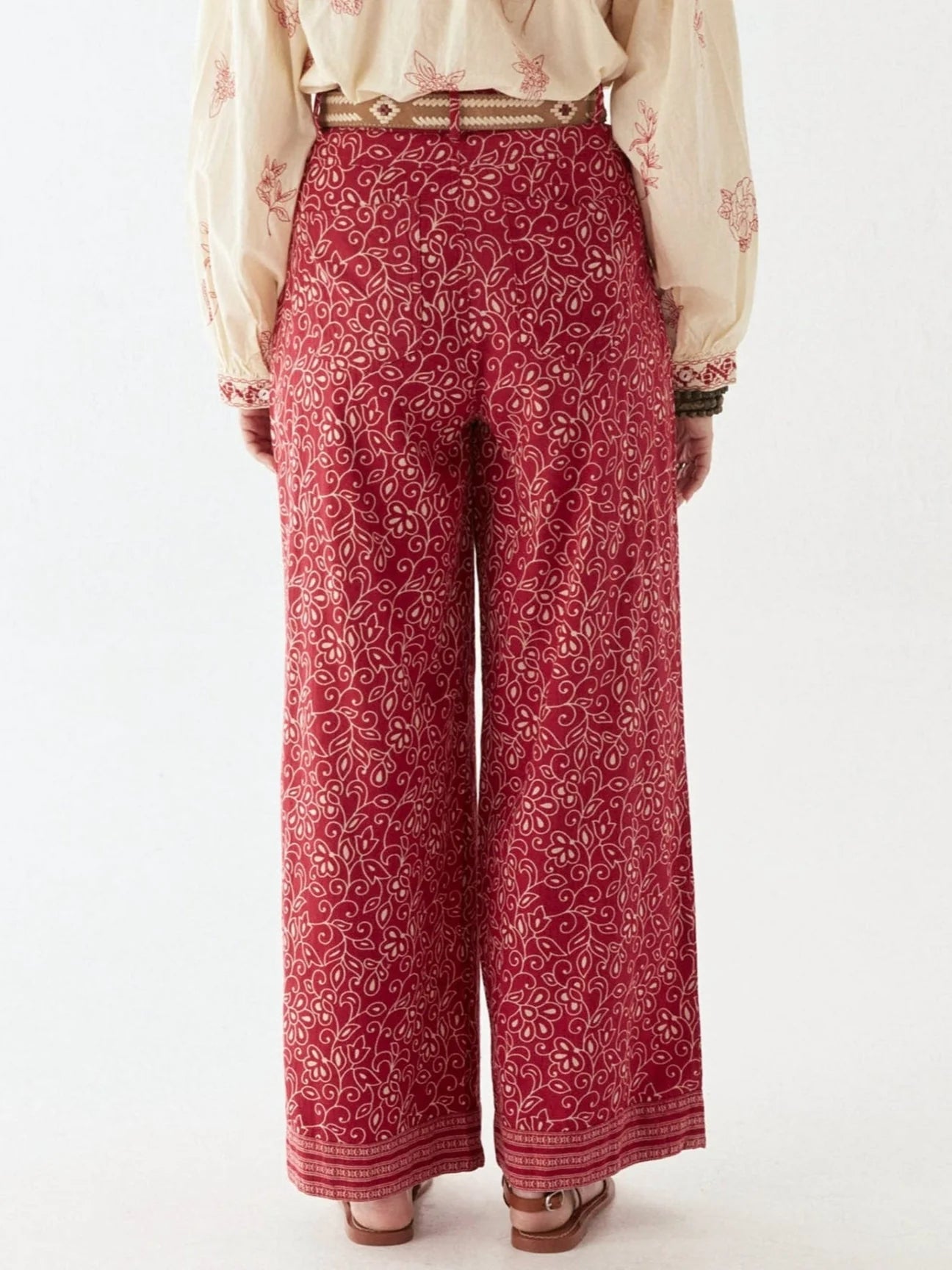 Red printed pants from Maison Hotel
