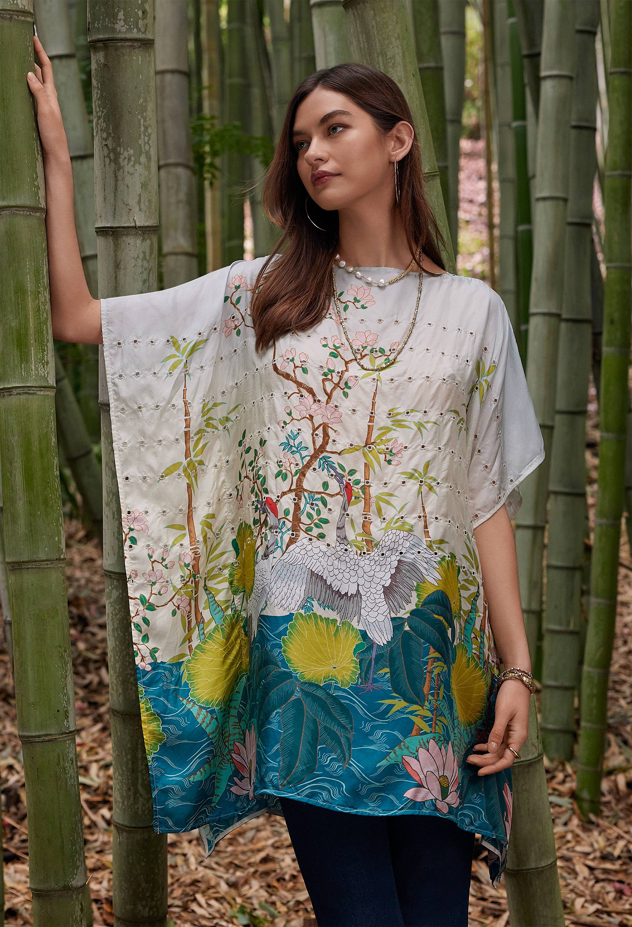 【PROVOKE】poncho blouse Chico's Multi-Print Poncho Top Blouse S/M Multicolor
