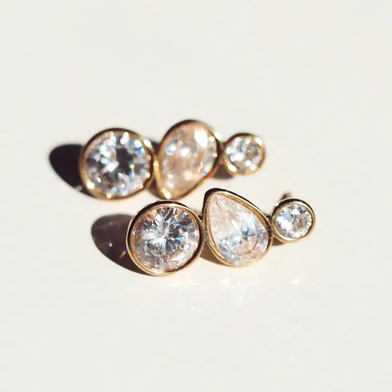 Liv Bella Vita Alexandra Triple Diamond Zircon Drop Earring