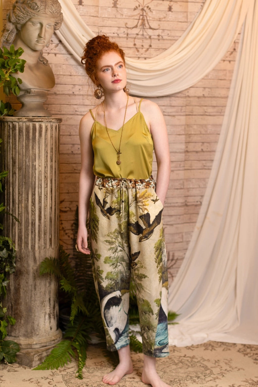 Embrace whimsical bohemian style with the Market of Stars Theatre Of Dreams Linen Cropped Artist Pants, now at Harbour Thread boutique in Burlington, VT.