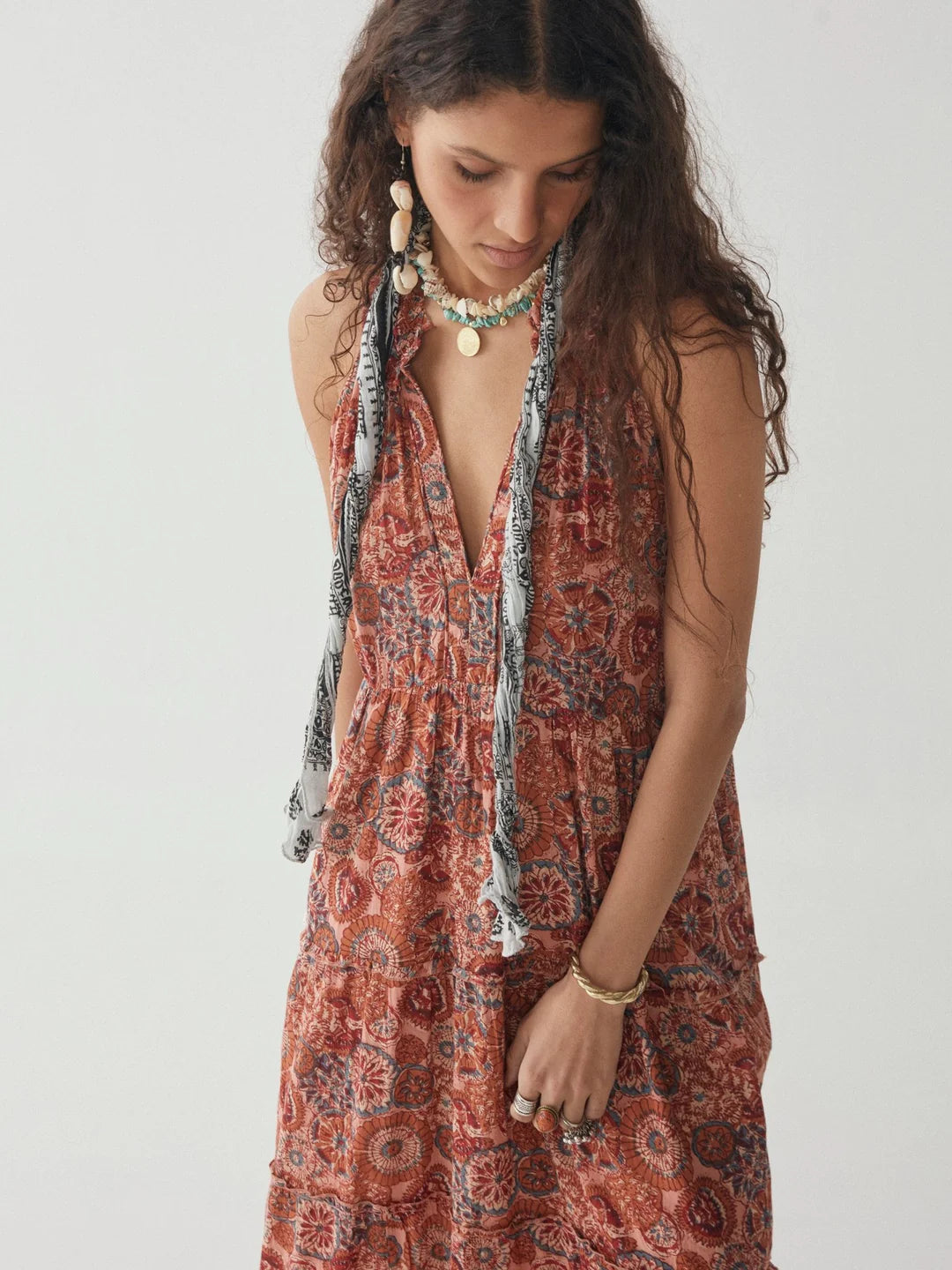 Front view of the Charlotte Sleeveless Maxi Dress by Maison Hotel