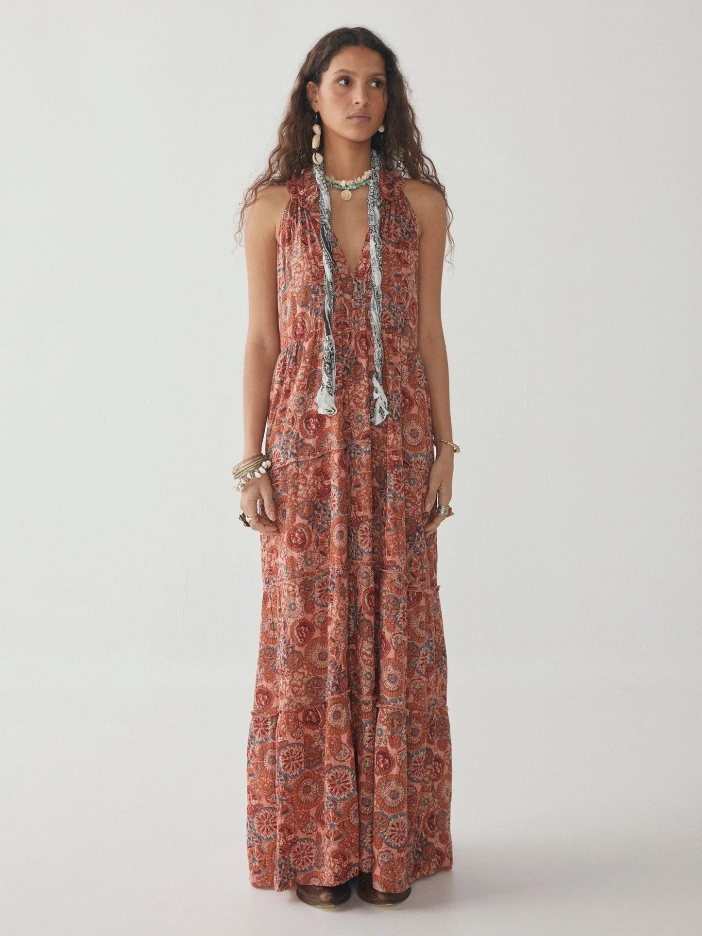 Front view of the Charlotte Sleeveless Maxi Dress by Maison Hotel