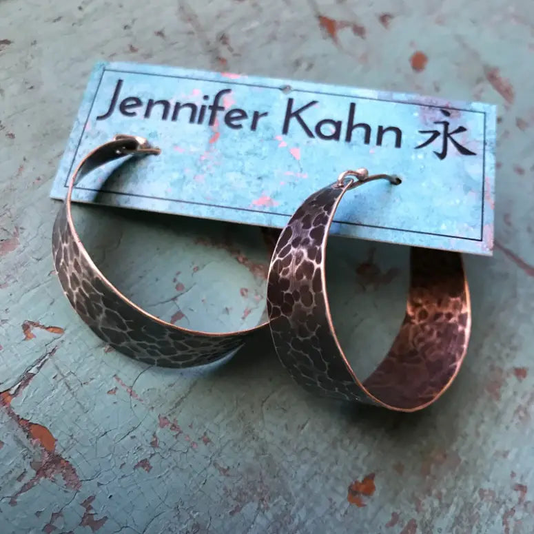 Shop the Medium Wide Silver Hoop Earrings by local Vermont maker Jennifer Kahn Jewelry at Harbour Thread