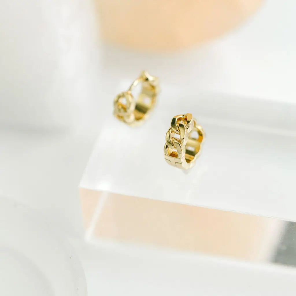 Shop the Shop the Chain Link Huggie Hoops by The Land Of Salt at Harbour Thread women's boutique