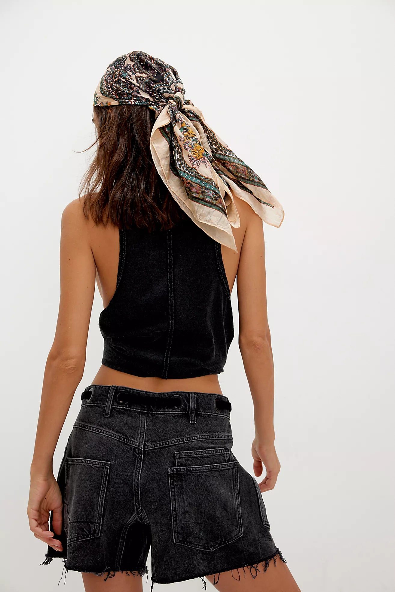 Black cutoff shorts