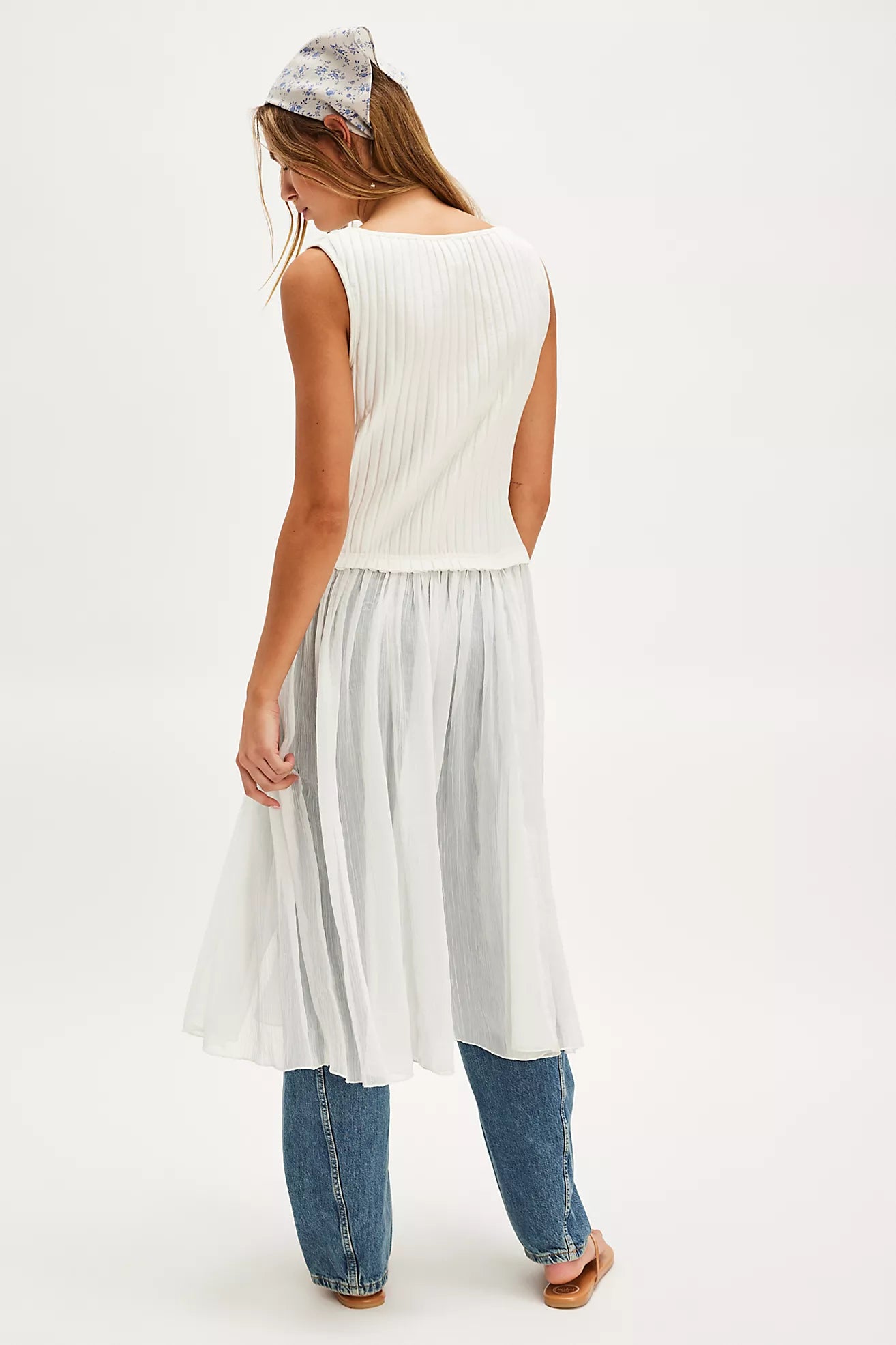 The Free People Twice As Nice Maxi Top features a ribbed knit button front top with a chiffon skirt