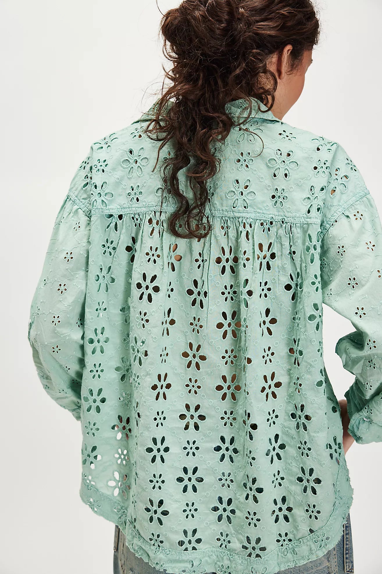 Free People Mae Washed Eyelet Shirt
