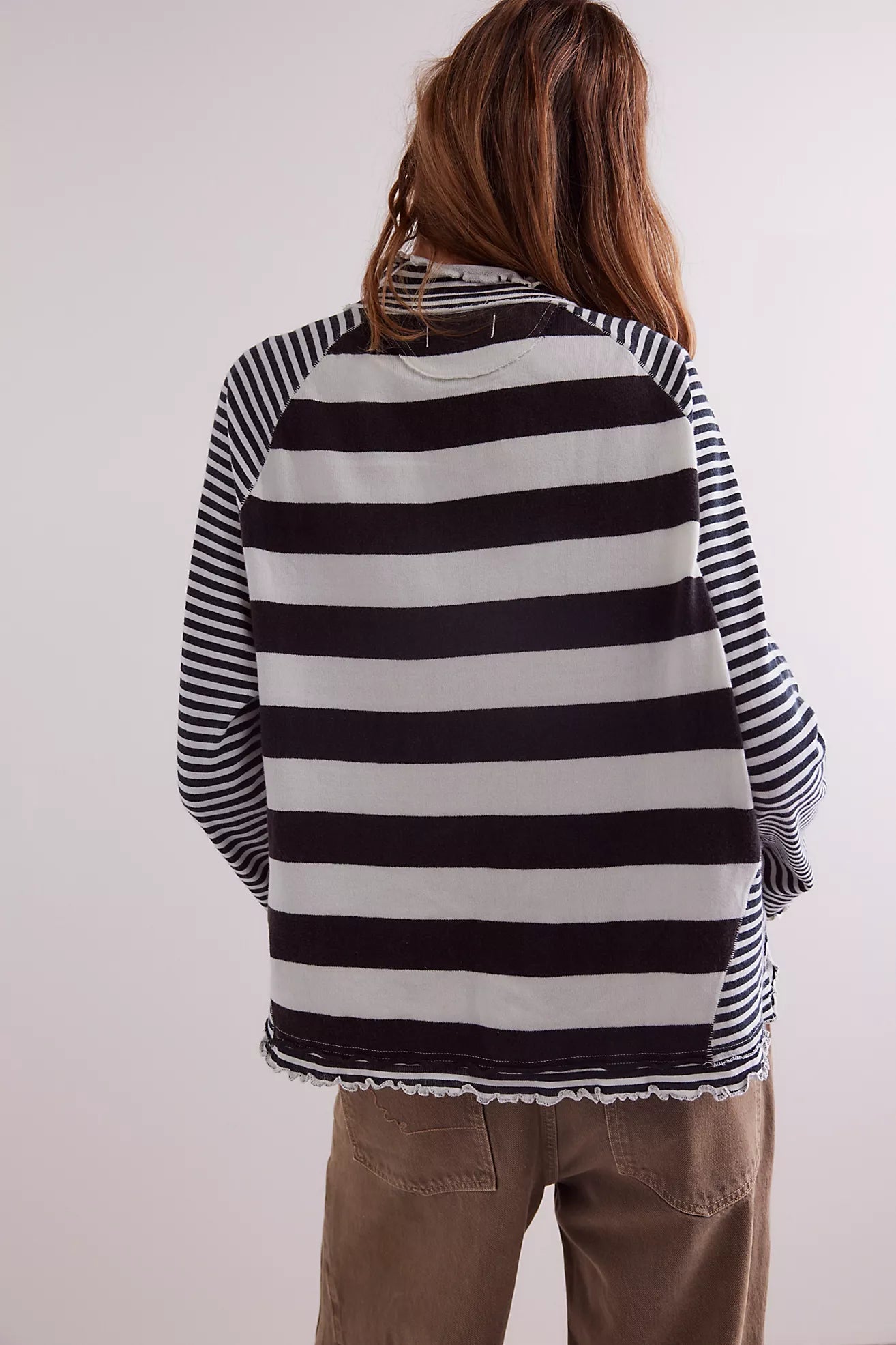 Black and white striped long sleeve shirt