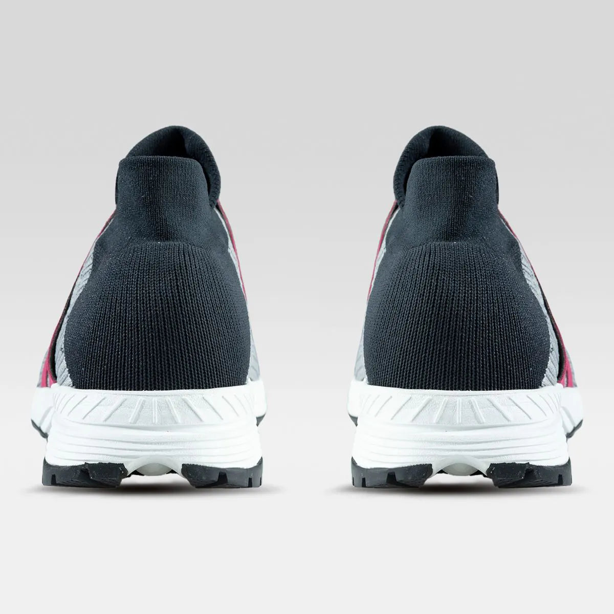 back view of The UYN Women's Nature Tune Shoes in the colors Iron/Carbon/Cherry