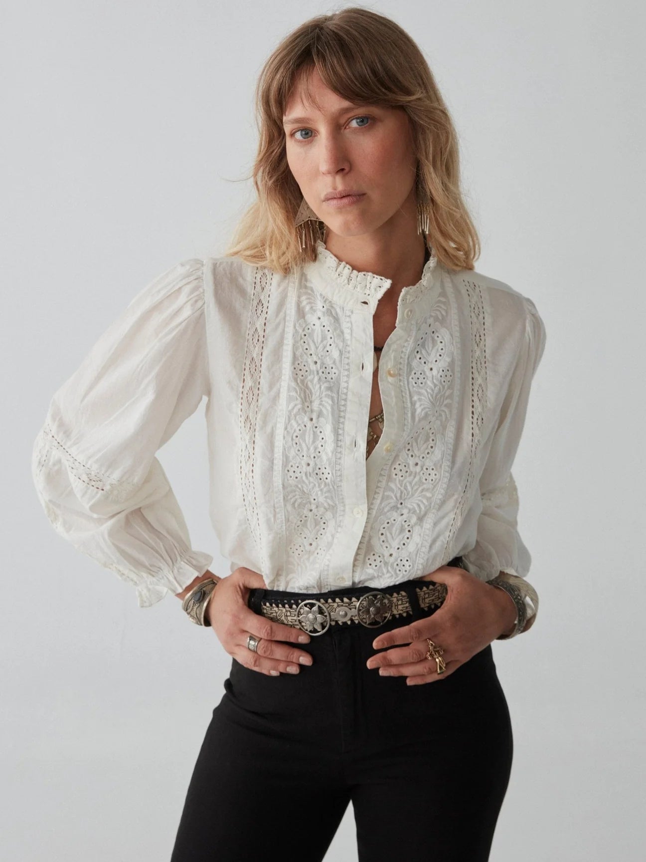 MAISON MARBLE Lacy Angel Blouse ホワイト MAISON MARBLE Lacy Angel Blouse ホワイト