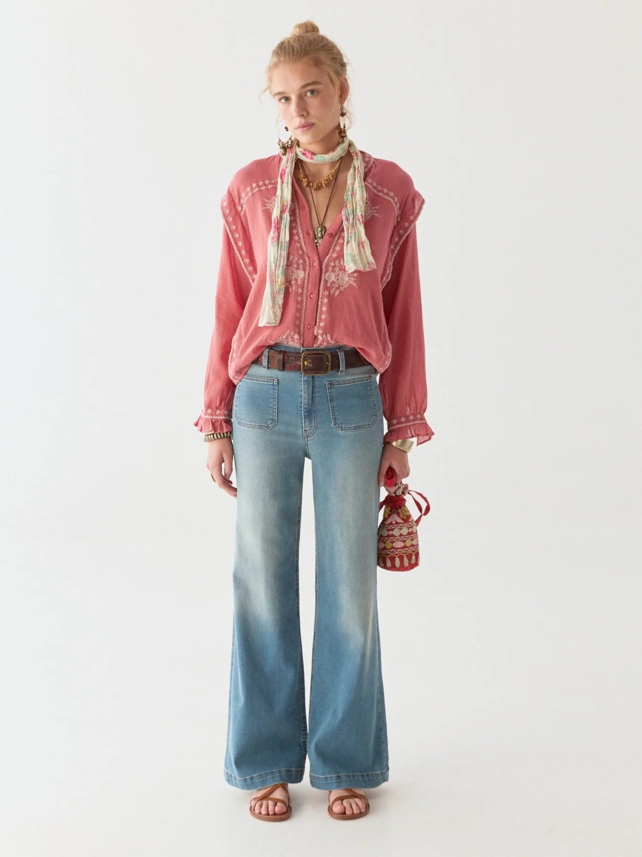 The Goa Scarf worn as a lightweight scarf