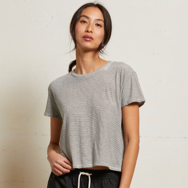 Enjoy cool, casual and versatile styling with the Harley Stripe Boxy Crew from Perfect White Tee. Find yours at Harbour Thread boutique in St. Pete, FL!