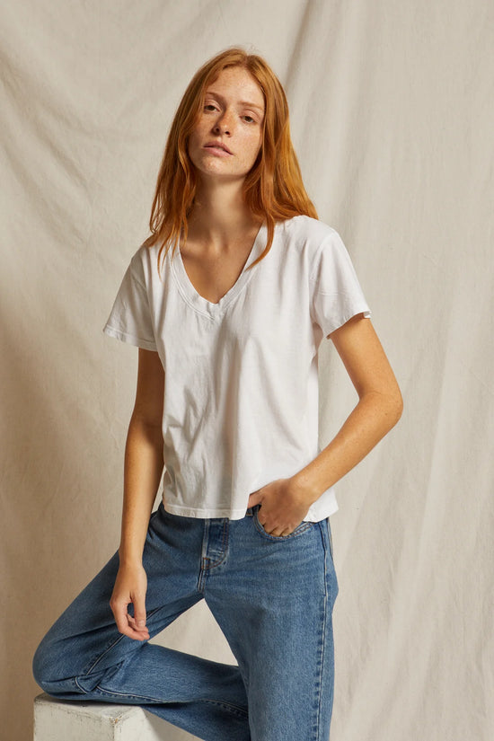 Perfect White Tee's Hendrix Boxy V Neck Tee in the color White