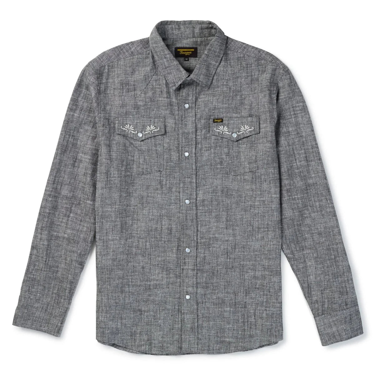Shop the washed black Seager Reagan Pearl Snap Shirt at Harbour Thread Burlington