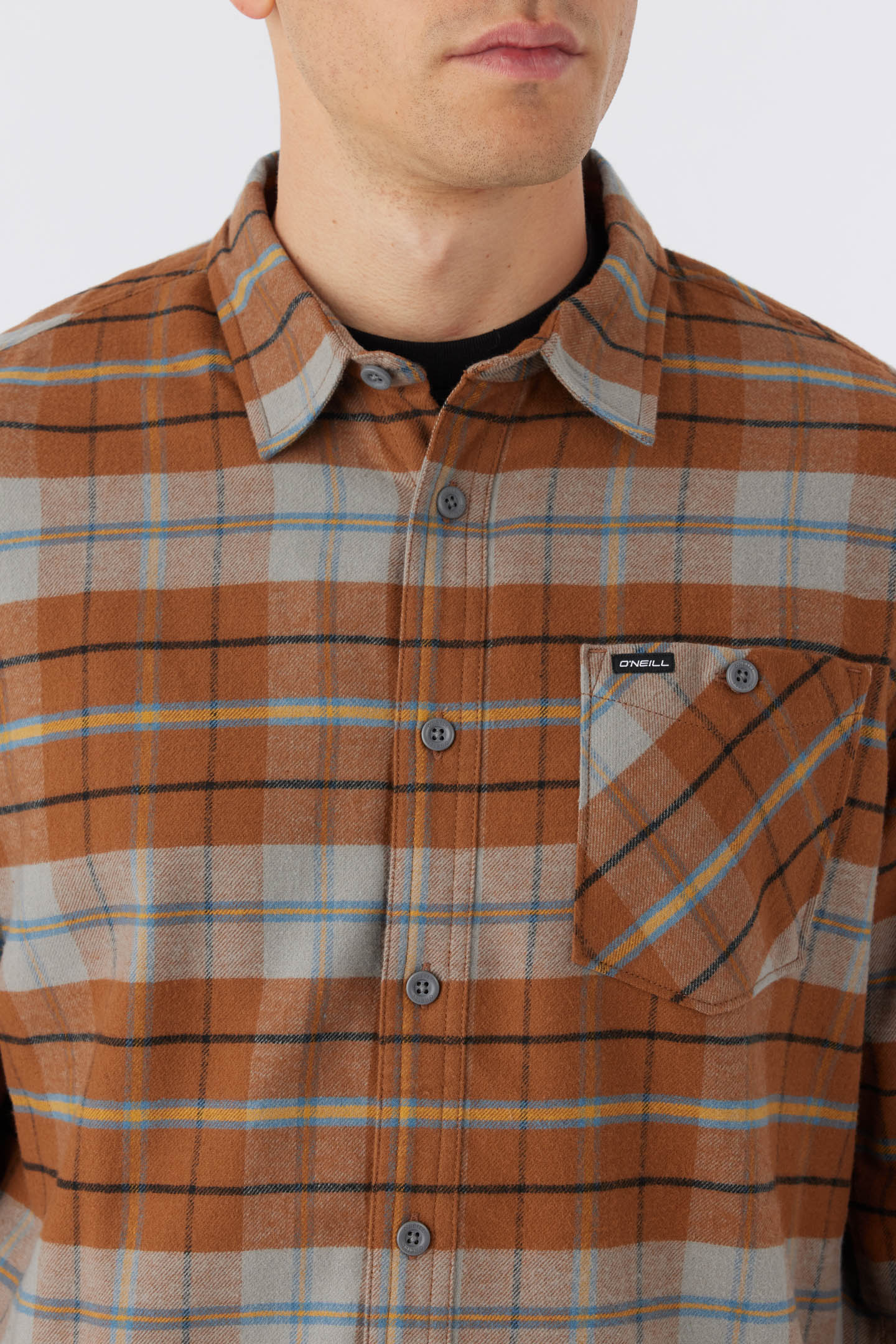 O'Neill Redmond Plaid Stretch Flannel - Med Brown