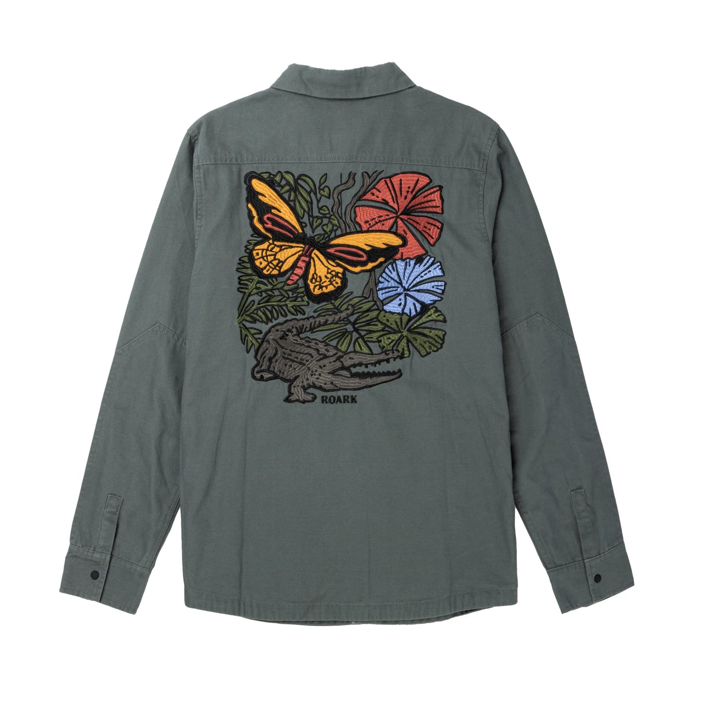 Men's workwear style overshirt with back embroidery detail