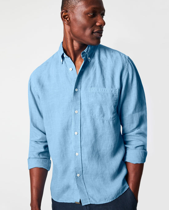 Billy Reid's French Blue Tuscumbia Linen Button Down Shirt