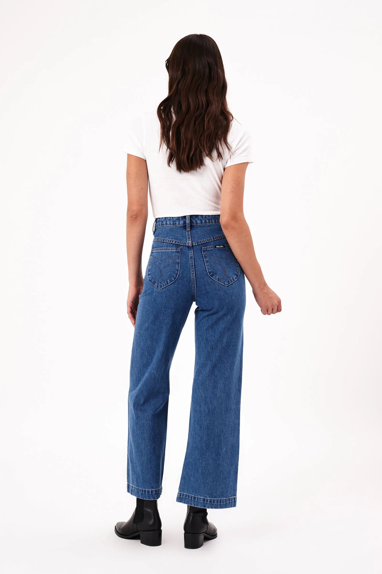 Back view of Rolla's Ashley Blue Sailor Jeans