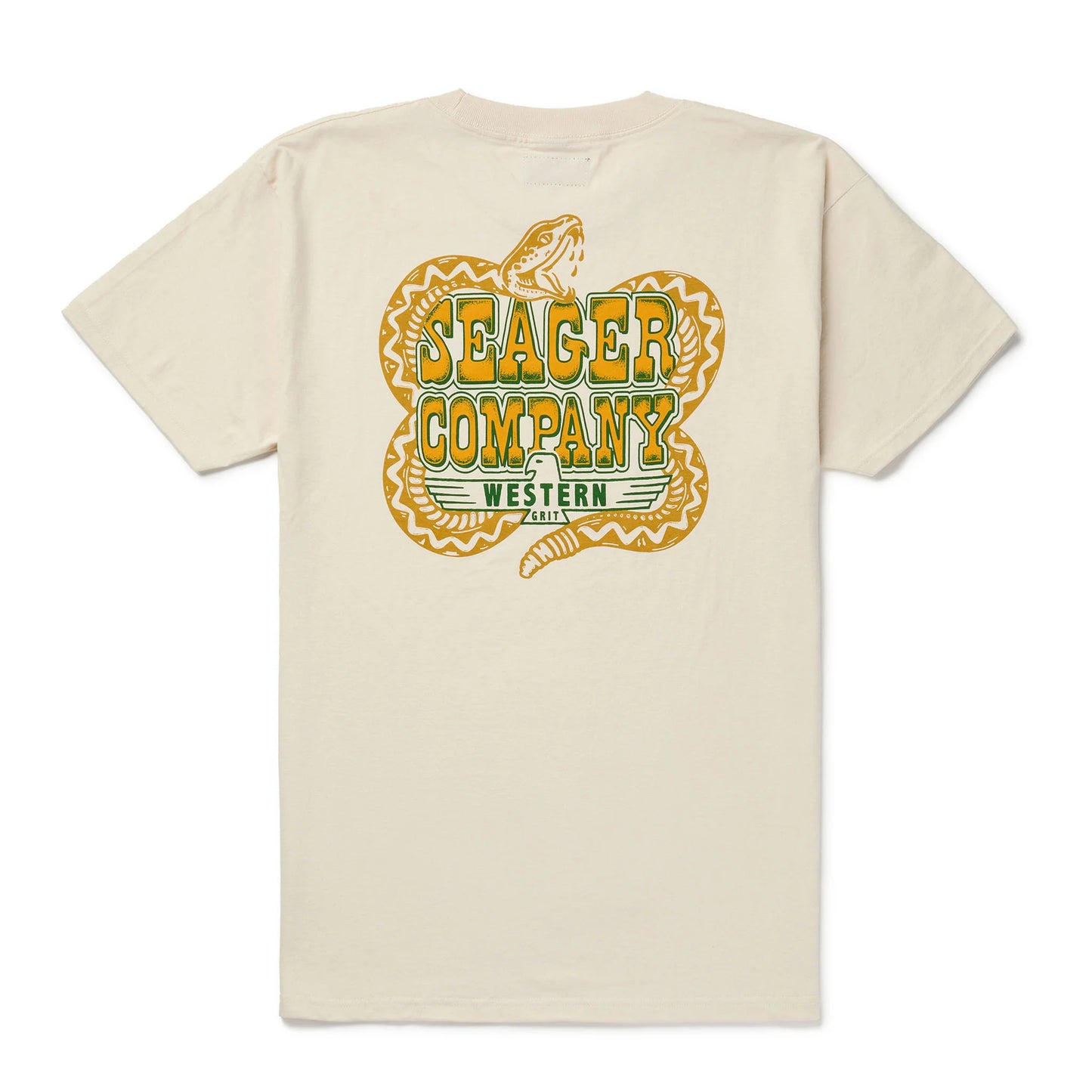 Men's short sleeve vintage white t-shirt with rattlesnake graphic