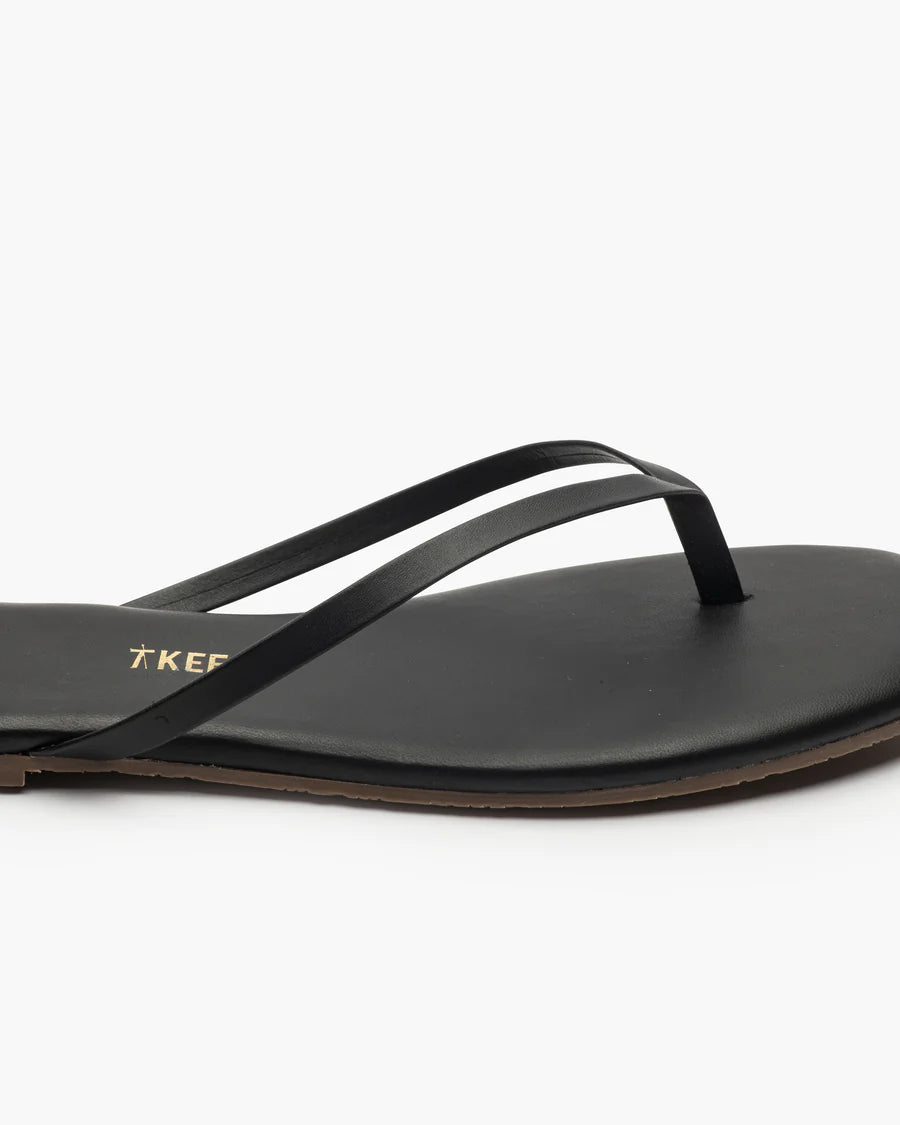 black square toe flip flops