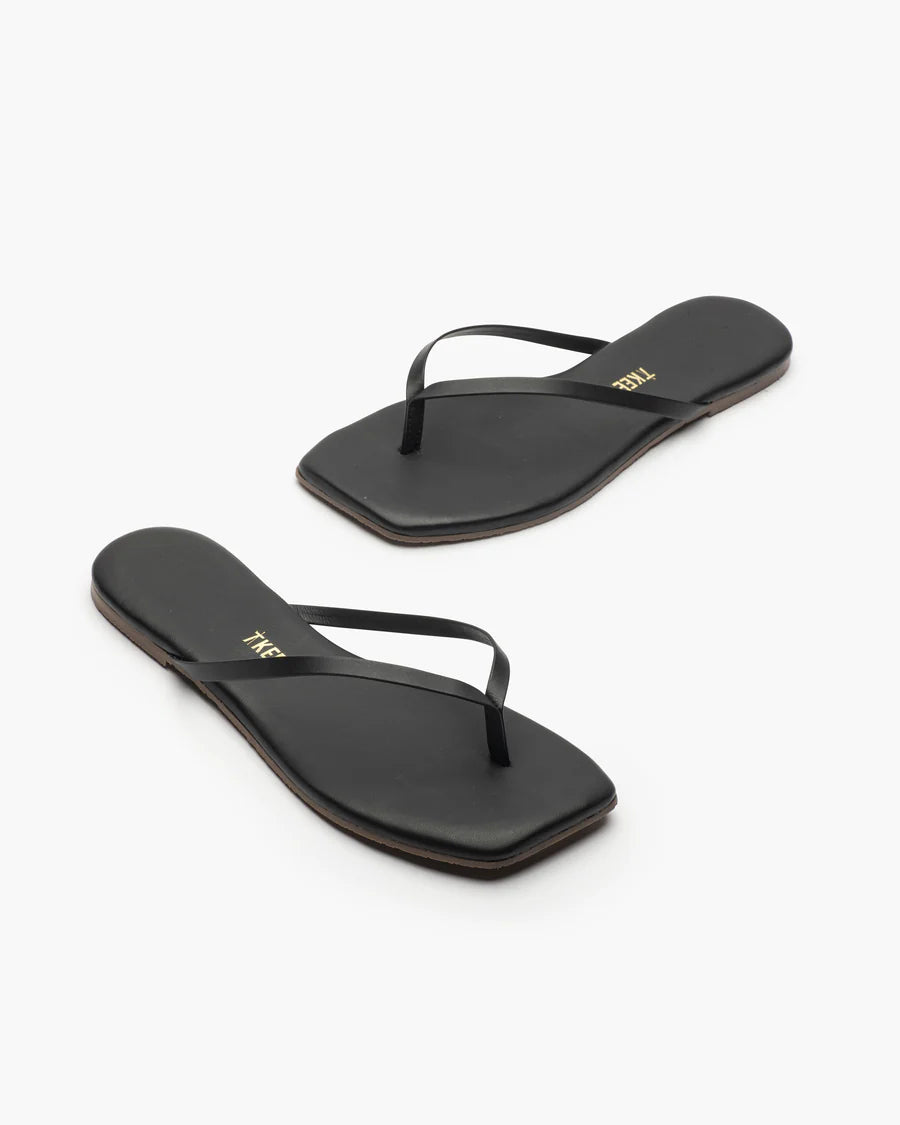 Women's square toe leather flip flops from TKEES