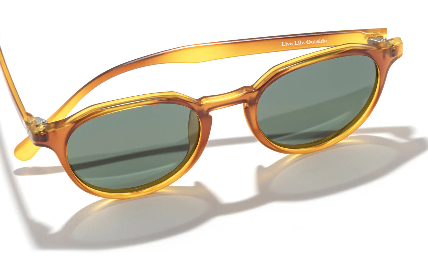Top view of the Mellow Yellow Forest Vallarta Polarized Sunglasses by Sunski