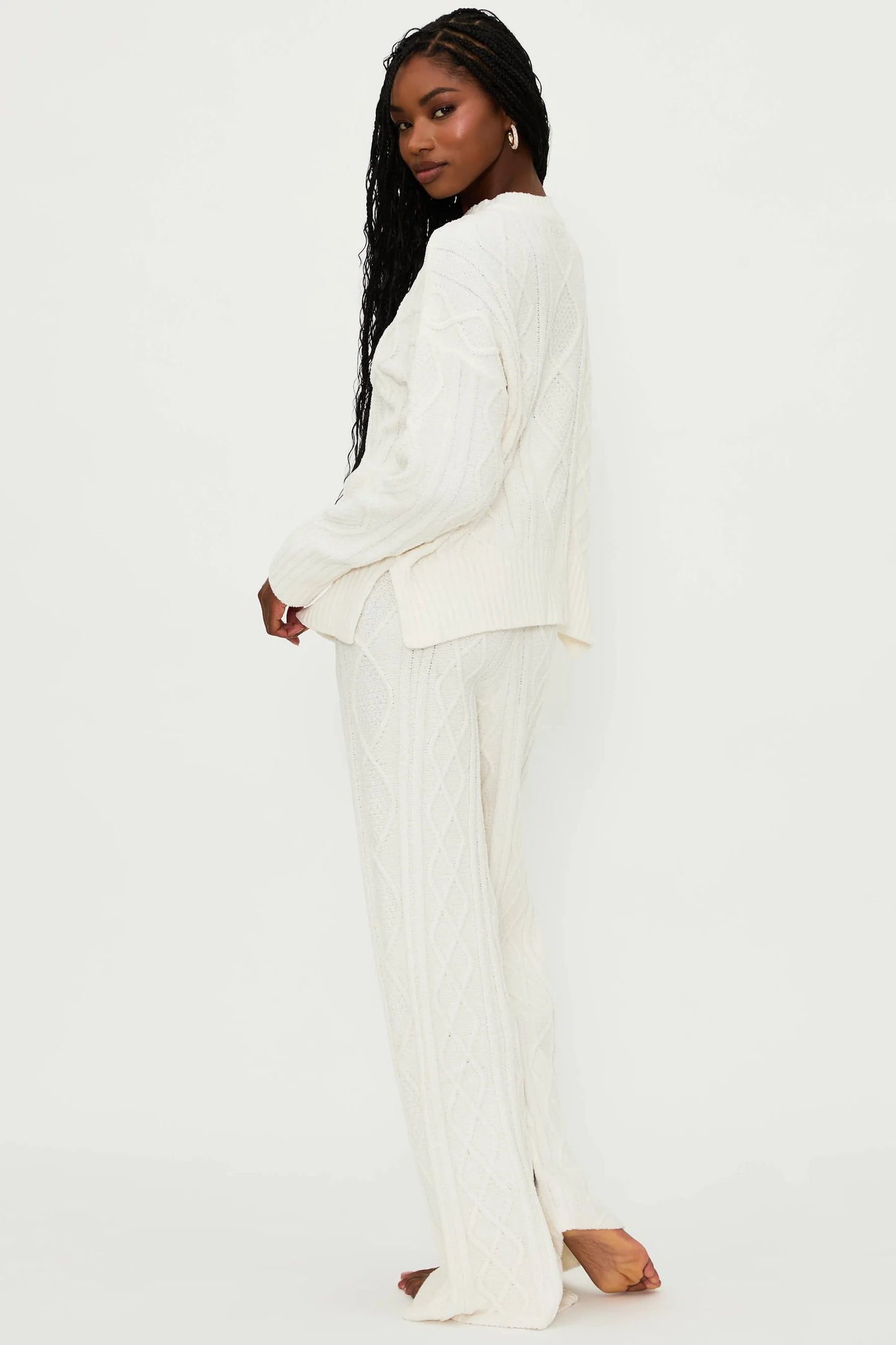 Back view of the cable knit Rayne Pant by Beach Riot
