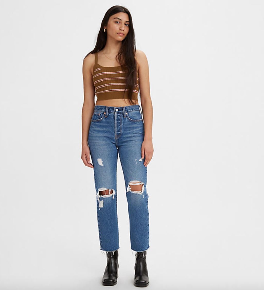 Levi's Wedgie Straight Women's Jeans- Medium Indigo Destructed