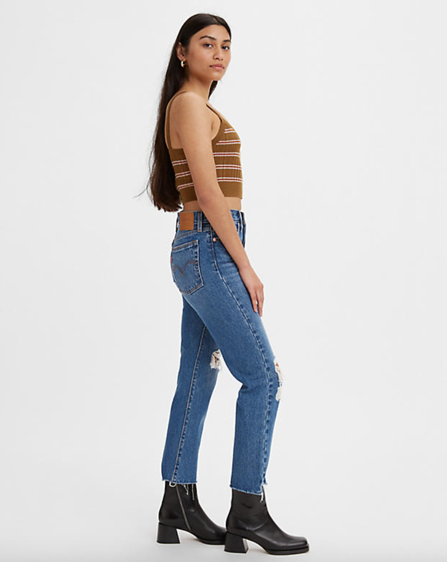 Levi's Wedgie Straight Women's Jeans- Medium Indigo Destructed