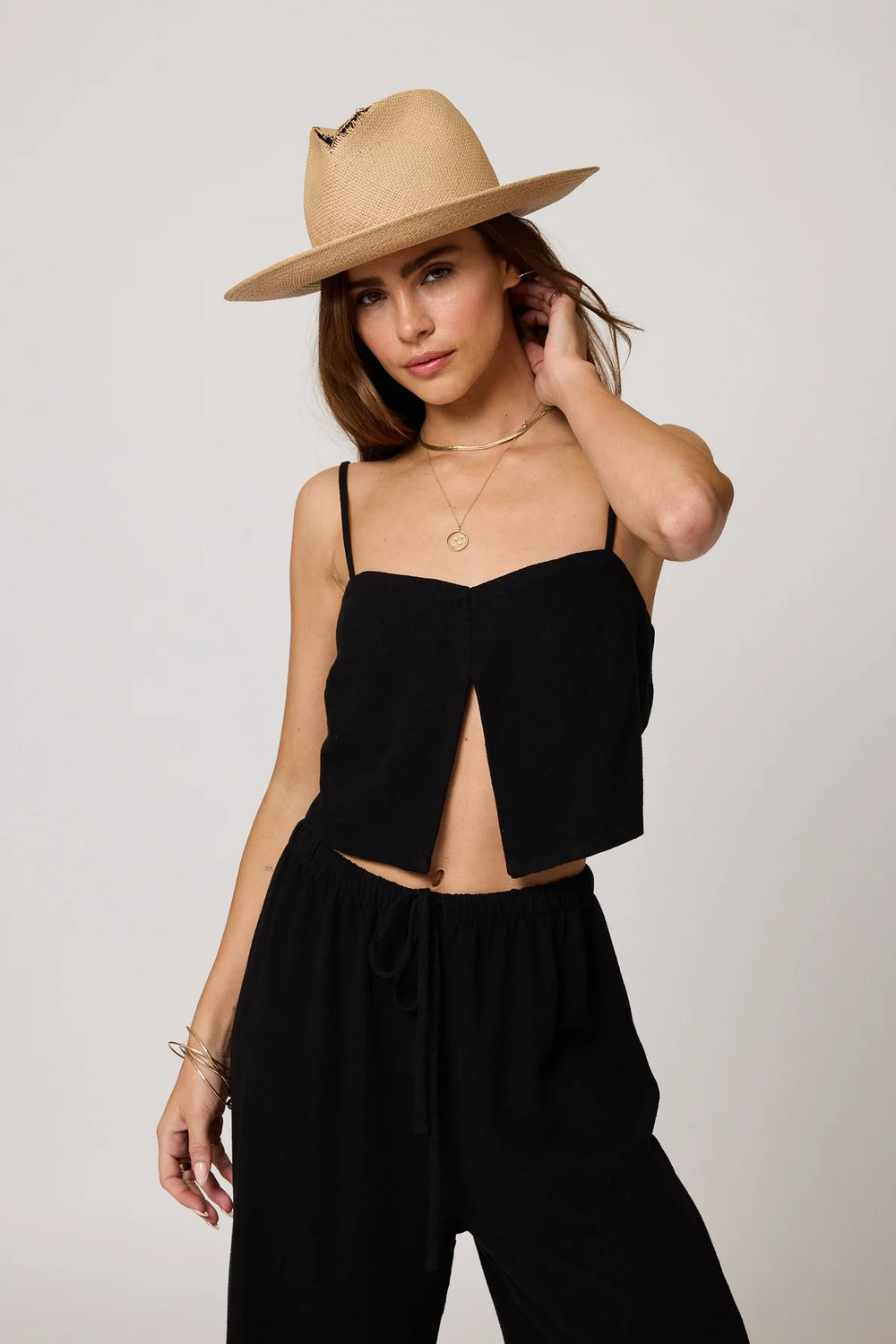 The Black Split Crop Cami Top by Stillwater