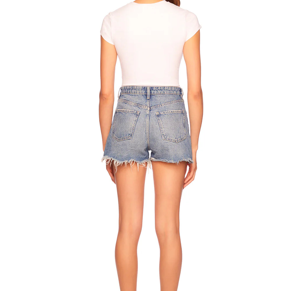 
                      
                        Women's white, slightly cropped short sleeve t-shirt
                      
                    