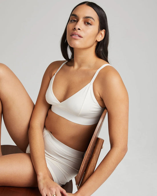 front view of the cotton modal classic bralette in color bone