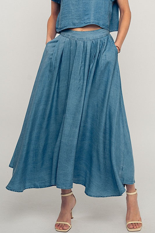 
                      
                        Chambray maxi with side pockets
                      
                    