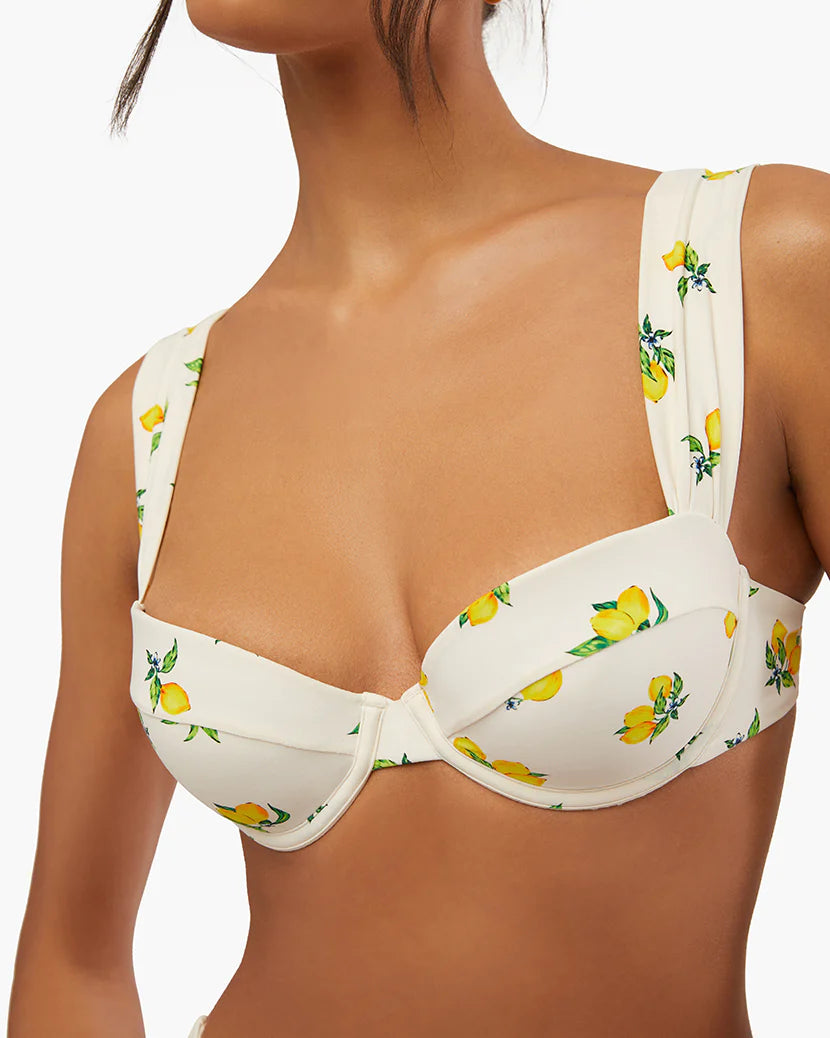 Load image into Gallery viewer, WeWoreWhat Claudia Ditsy Lemons Bikini Top - Off White
