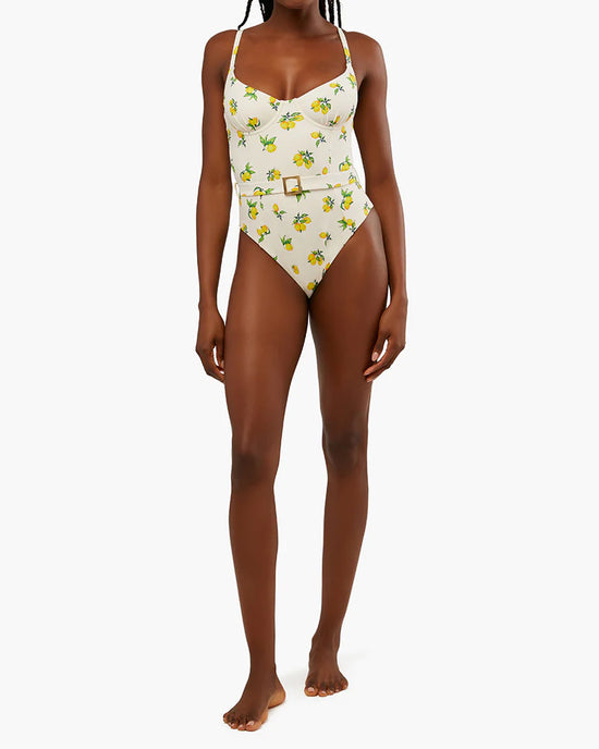 WeWoreWhat Underwire Ditsy Lemons One Piece - Off White