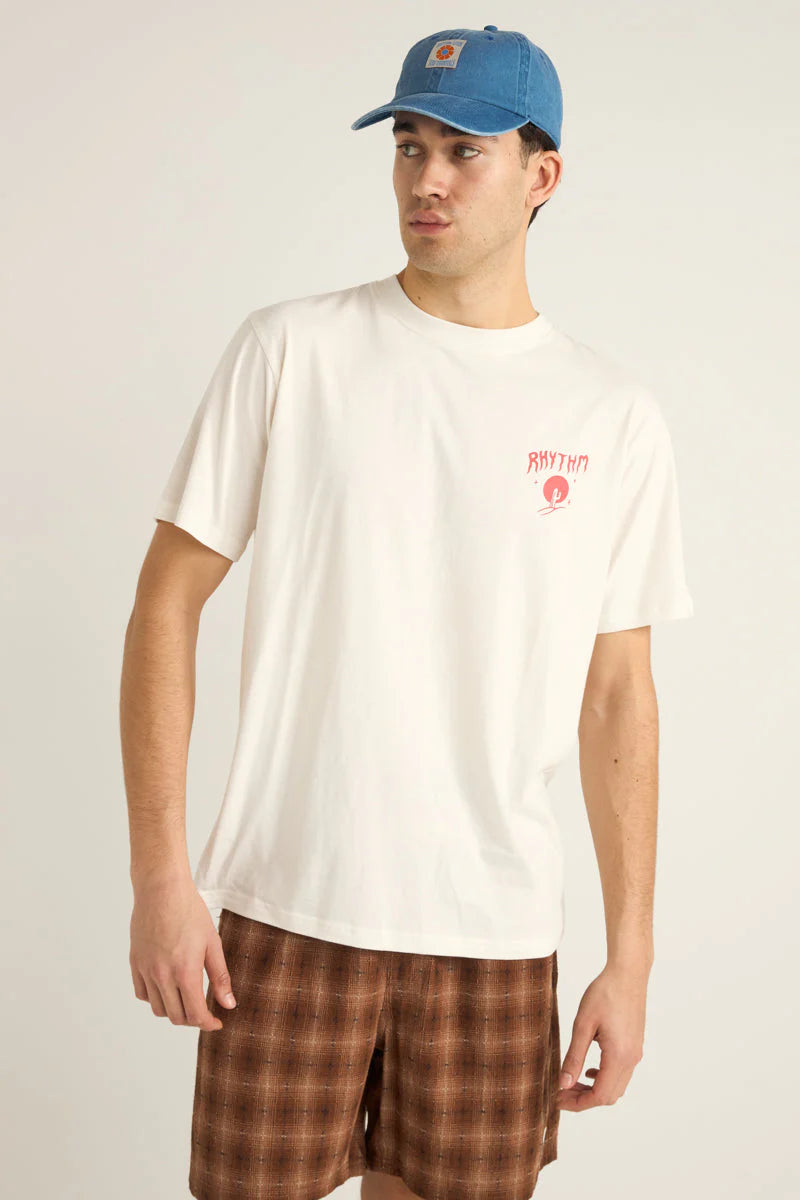The Rhythm Desert Locals Short Sleeve T-shirt in the color Vintage White