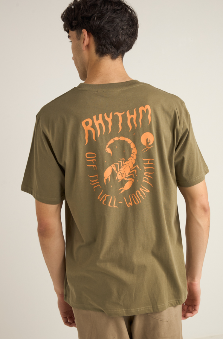 Customer Rhythm T-shirt graphic featuring a scorpion