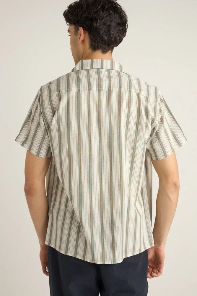 
                      
                        Relaxed fit green striped short sleeve men's shirt
                      
                    