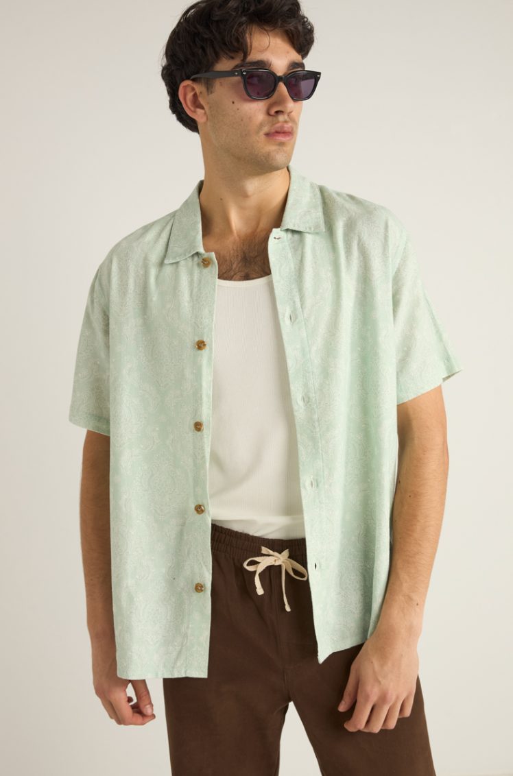 Celebrate warm weather with the Ornate Short Sleeve Shirt by Rhythm, now available to shop at Harbour Thread in Burlington, VT. 