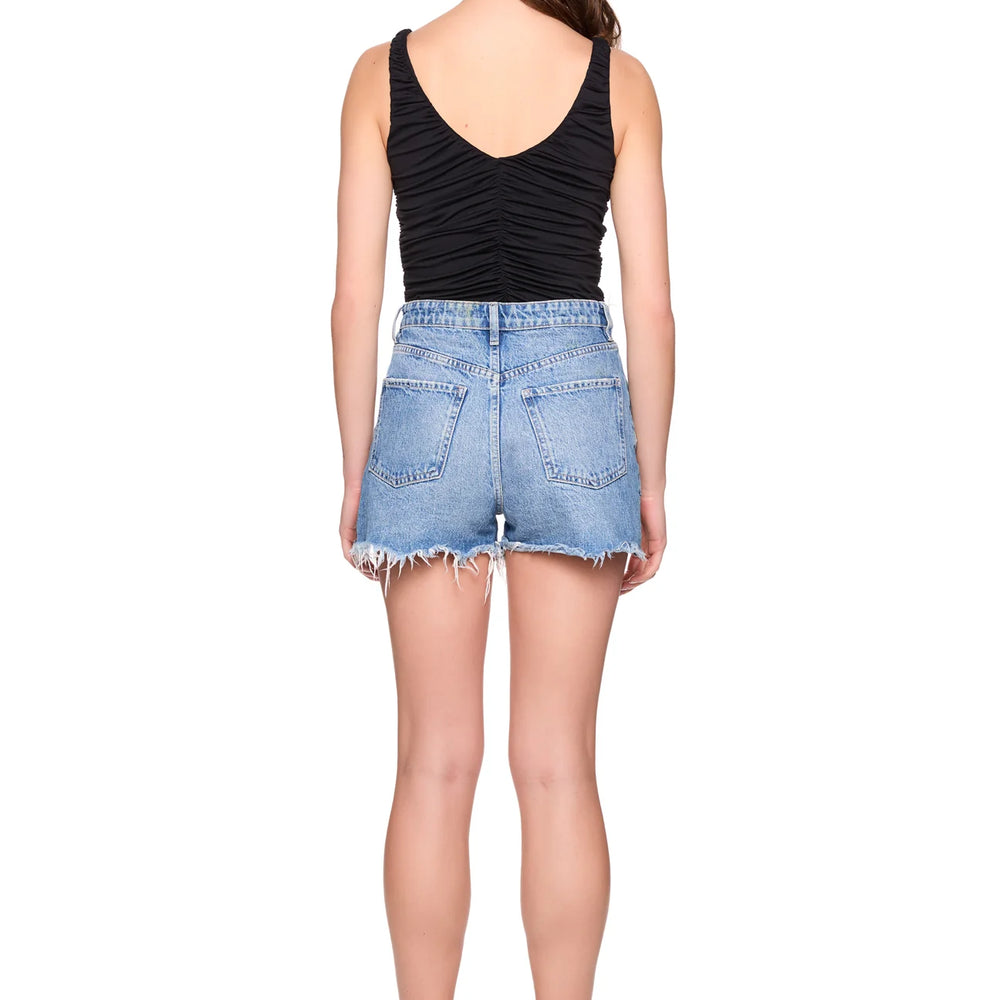 Women's gathered black tank