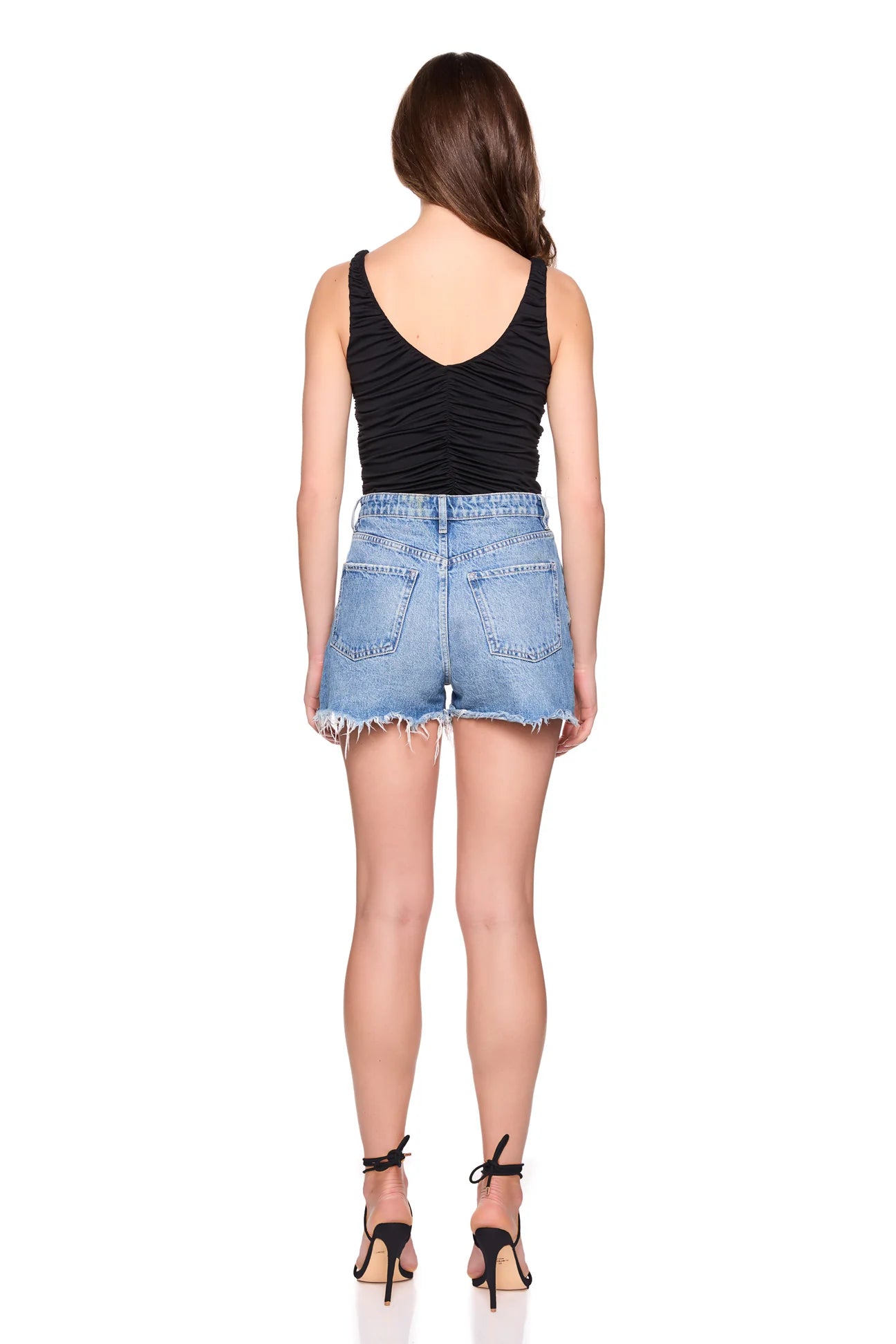 Women's gathered black tank