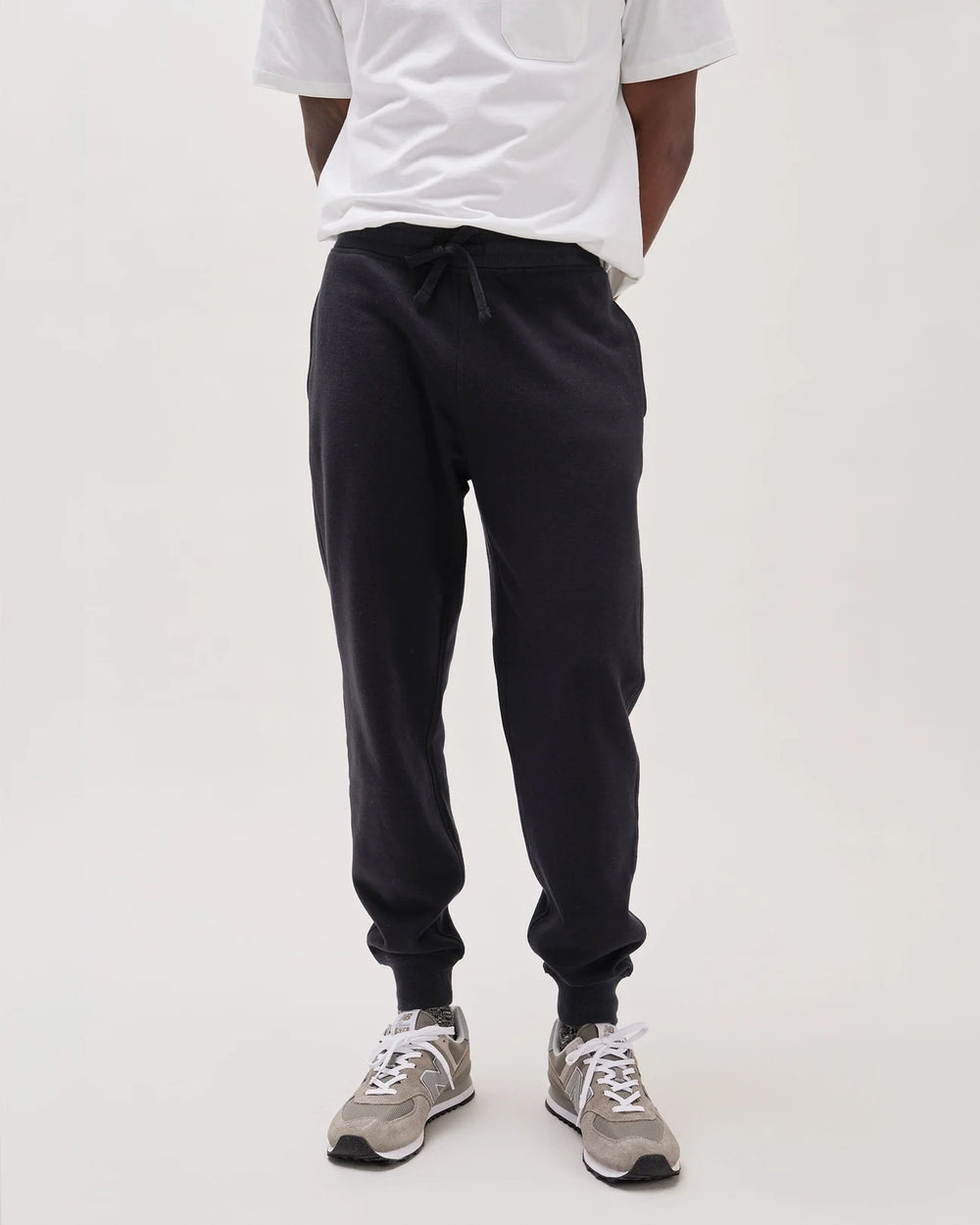 The Men's Black Recycled Fleece Tapered Sweatpant by Richer Poorer