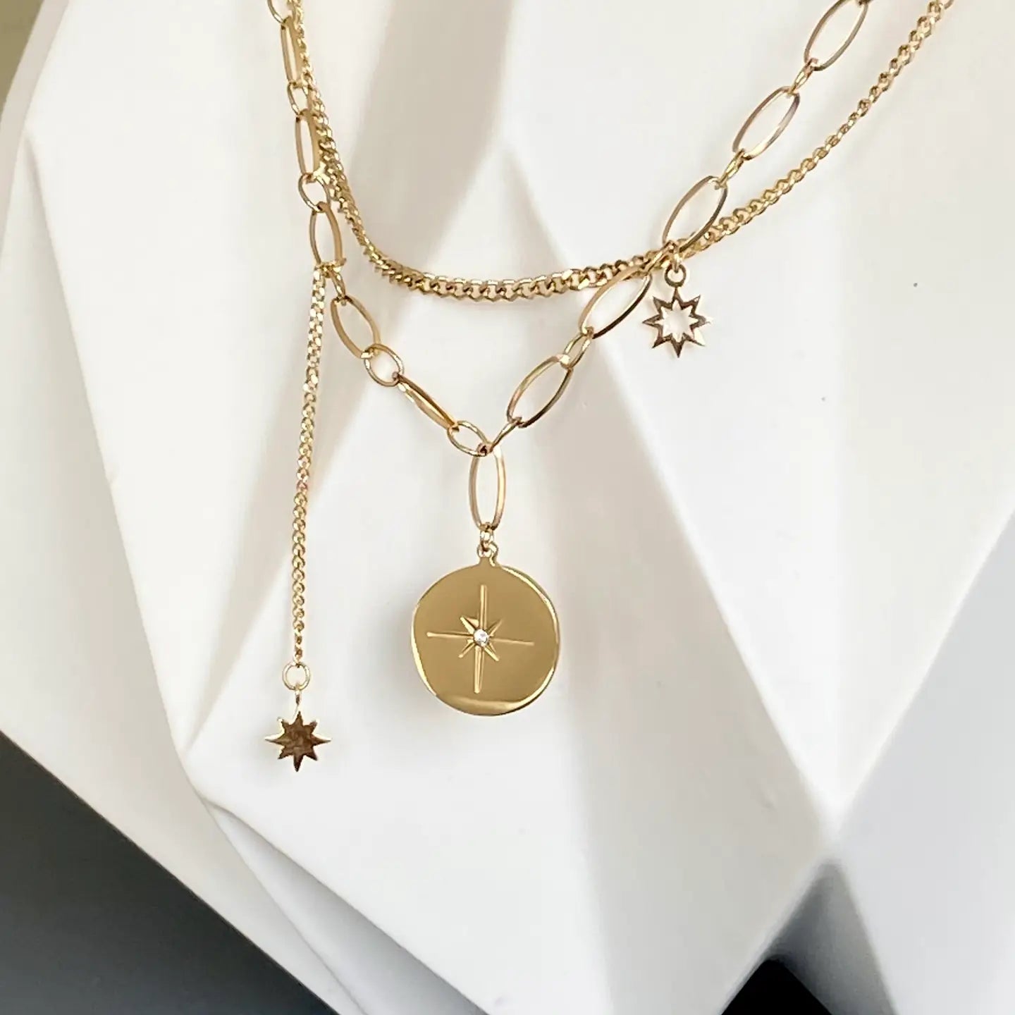 14K gold-plated stainless steel 2 layer necklace 