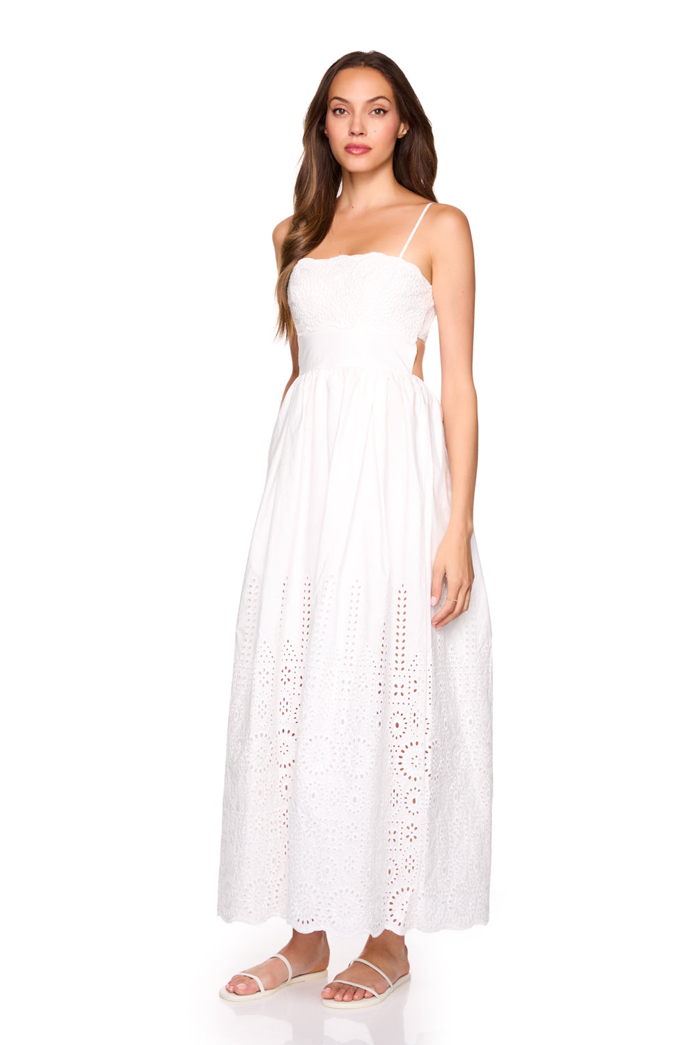 Embrace flattering, feminine style with the Embroidered Poplin Open Back Dress by Susana Monaco, now at Harbour Thread women's boutique in St. Petersburg, FL. 