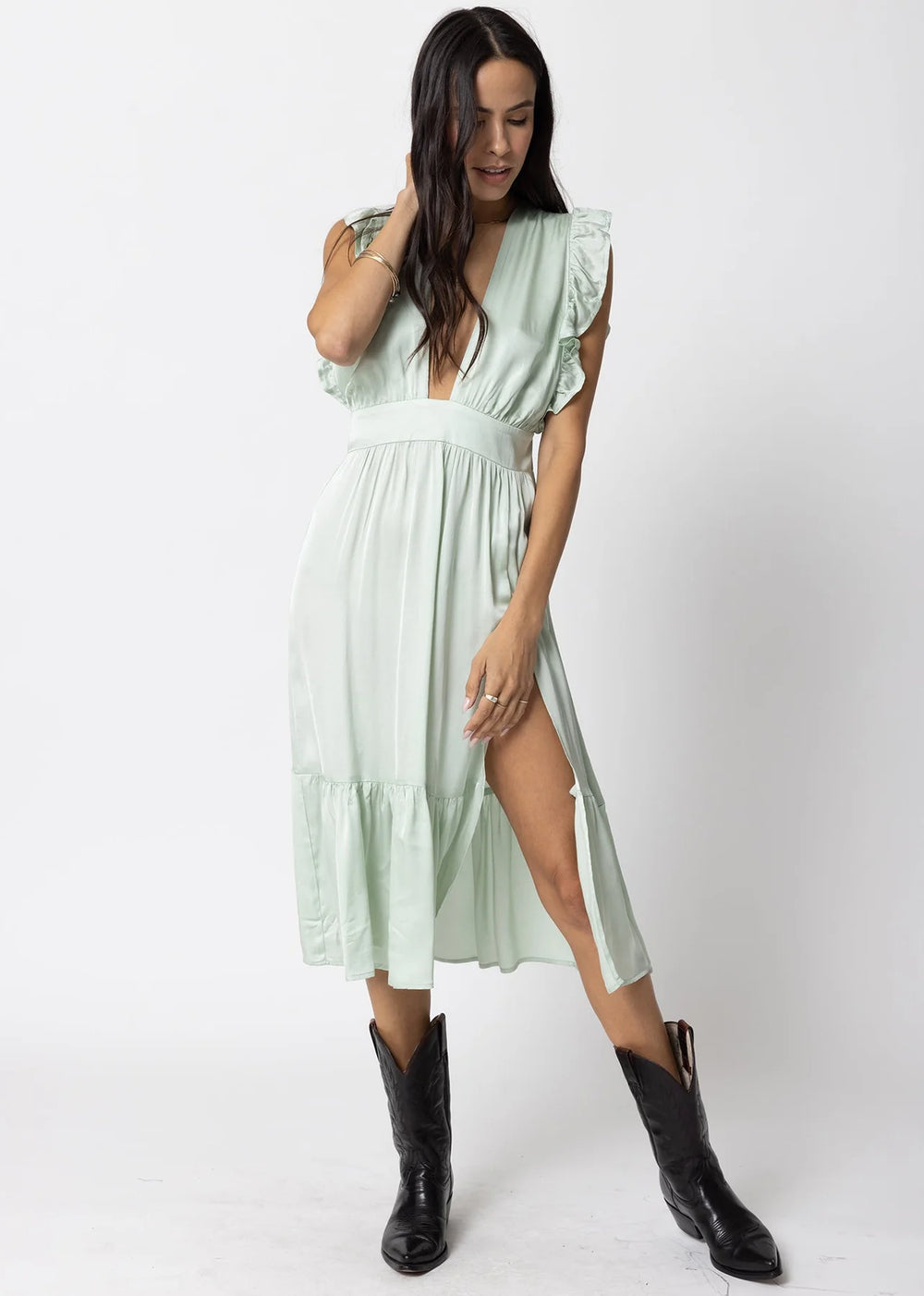 Stillwater's The Jessie Midi in the color Pale Green