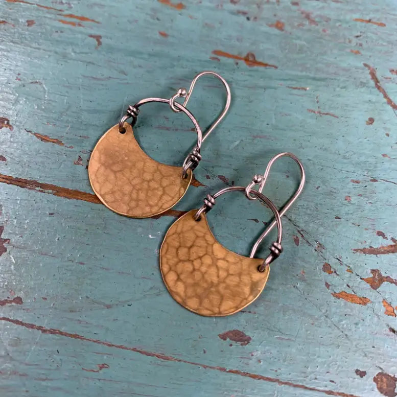 The Tiny Brass Crescent Earrings by Jennifer Kahn Jewelry