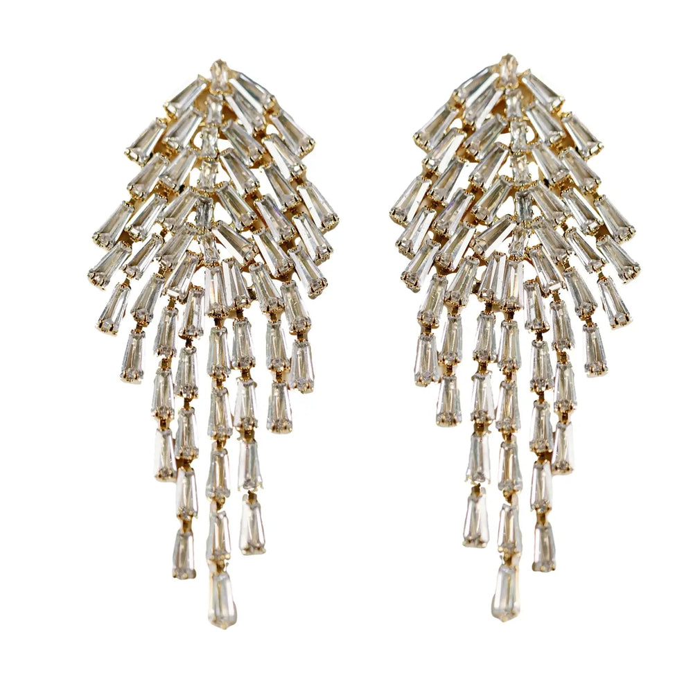 The he Crystal Waterfall Maxi Tassel Statement Earrings by St. Armands Designs of Sarasota are available to shop at Harbour Thread Burlington. 