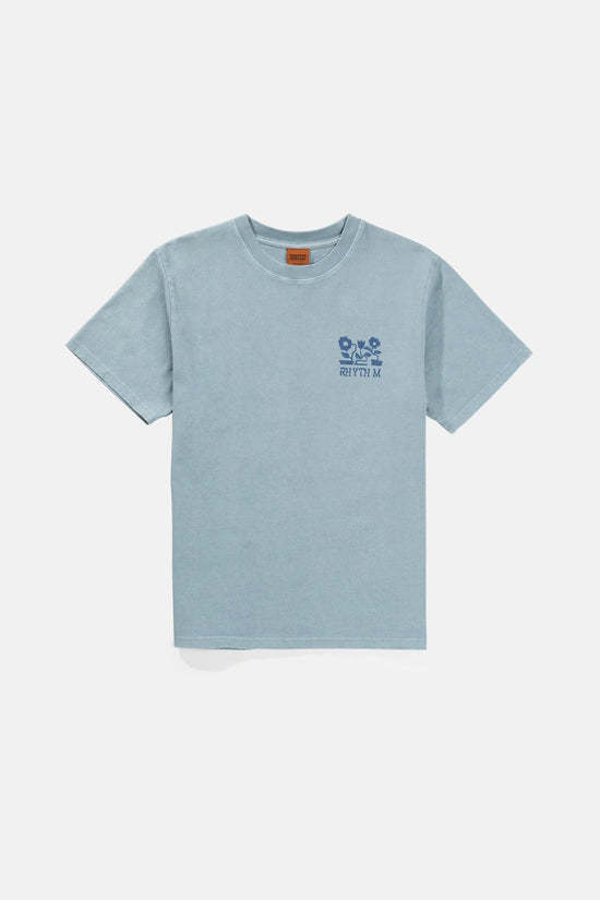 Rhythm Flower Vintage Short Sleeve T-Shirt - Blue Fog